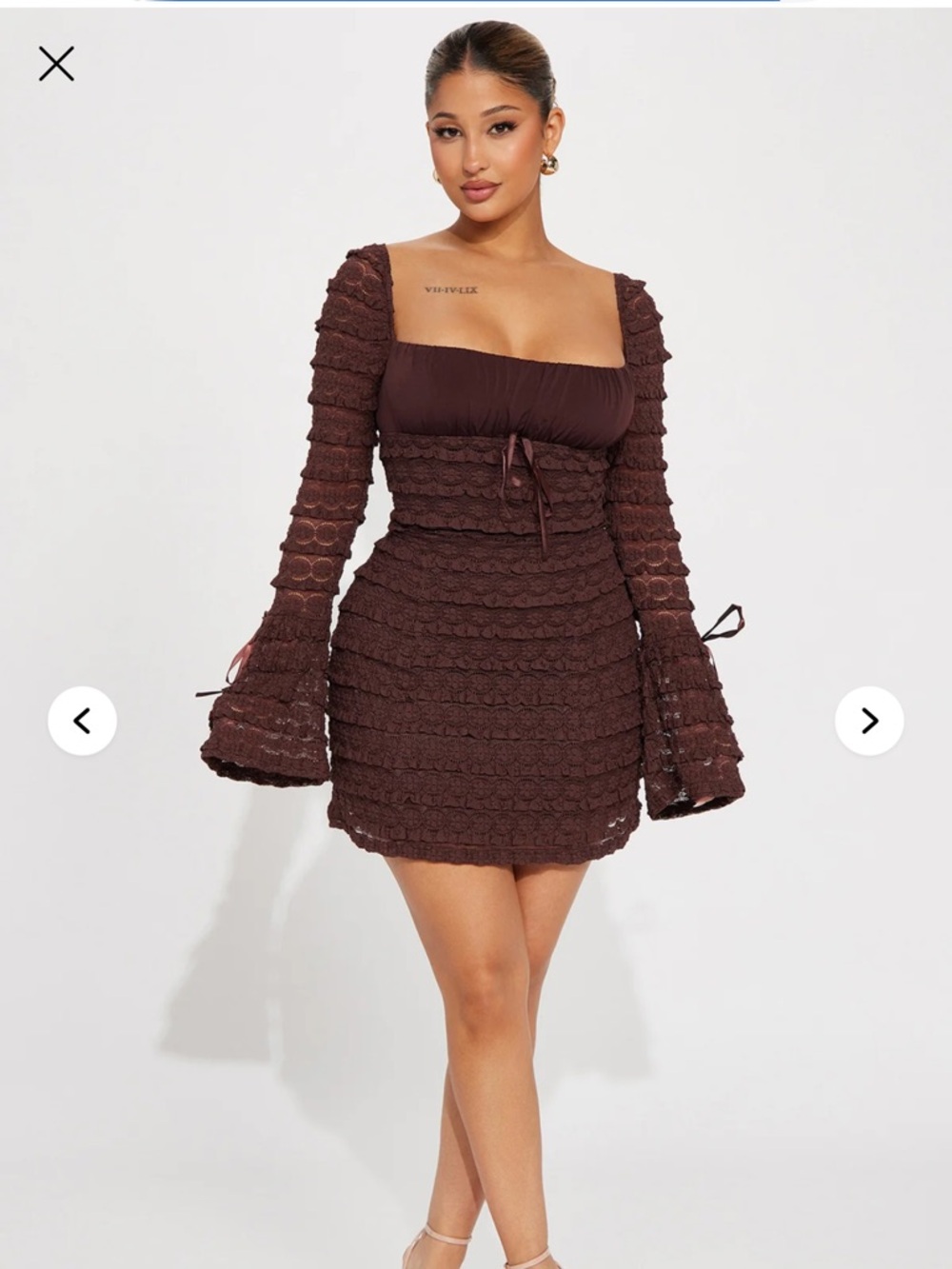 Espresso Lace Mini Dress - Brown